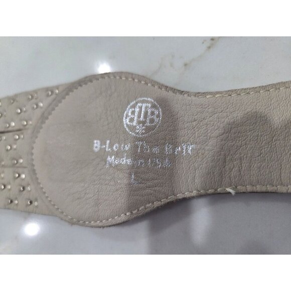 B-Low The‎ Belt Studded Leather Wrap Belt Sz Large Ivory Silver Accents Designer main image 5
